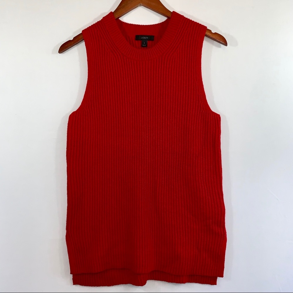 J. Crew Red Sleeveless Tunic Sweater